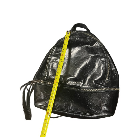 MICHAEL KORS Rhea Medium Crinkled Calf Leather Backpack Black Bag - Picture 7 of 8
